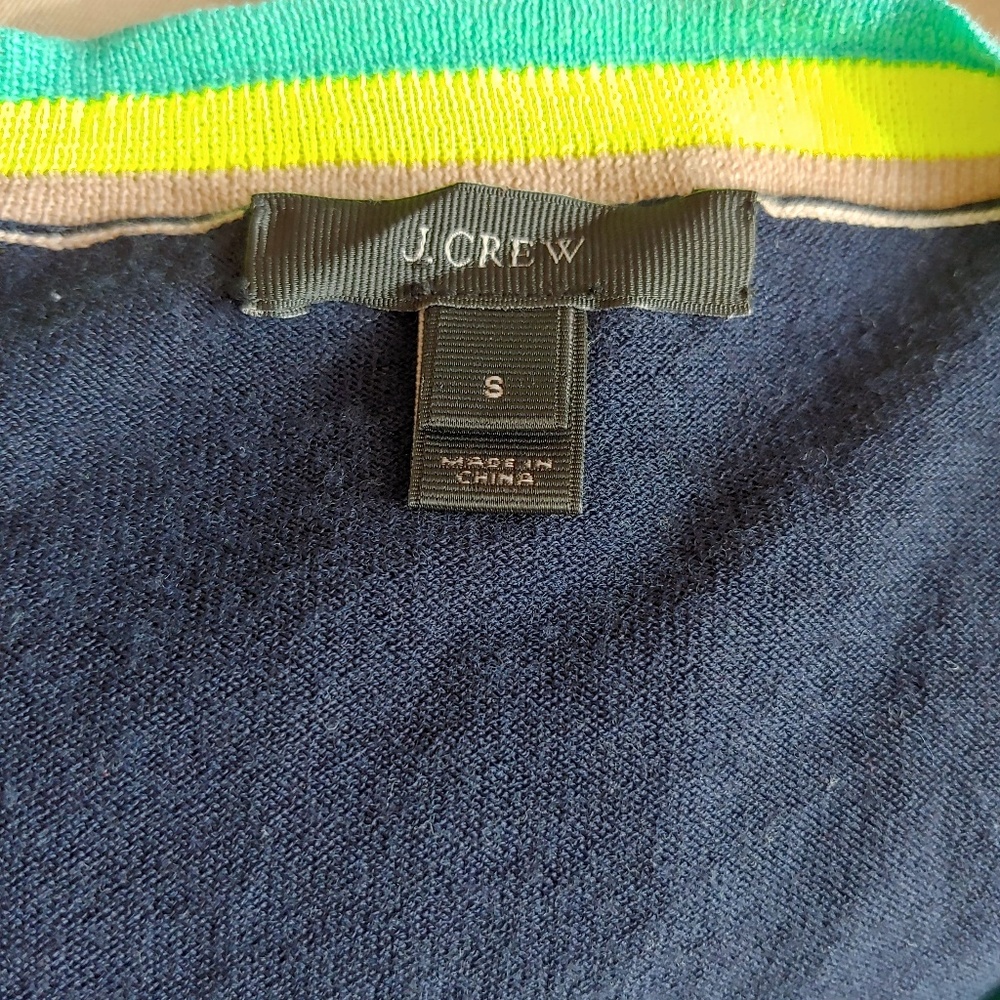 J.Crew 3/4-Sleeve Neon & Navy Cardigan - Picture 5 of 5
